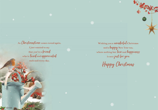 Special friend Christmas card - festive Robin