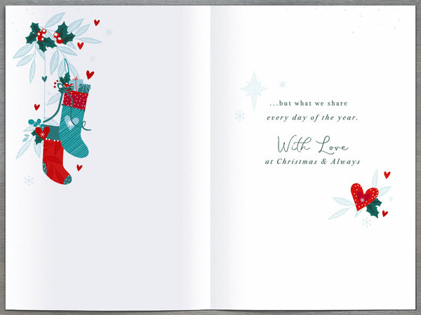 Husband Christmas card - festive stockings