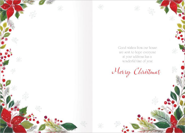 Across the miles Christmas card - festive holly