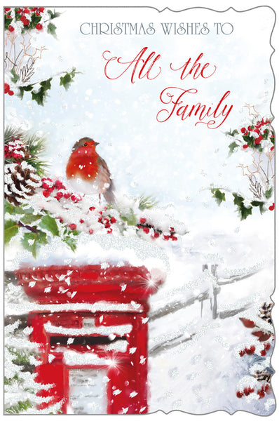 To all the family Christmas card- festive robin