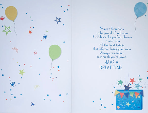 Grandson Birthday Card | Sentimental Verse| Colourful Greeting Card