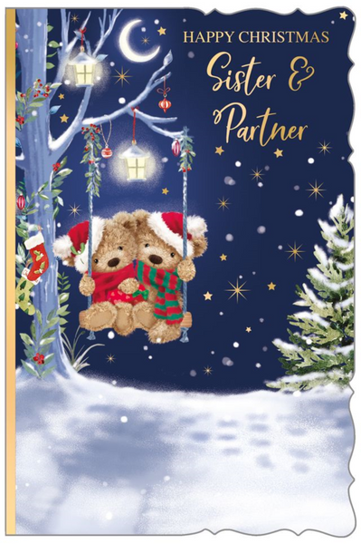 Sister and Partner Christmas card - cute bears