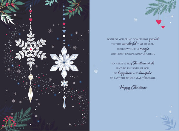 To a special couple Christmas card- snowflakes