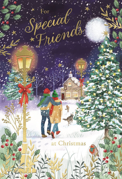Special friends Christmas card - winter walk