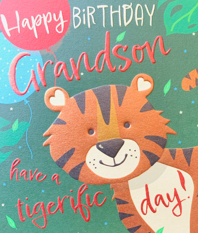 Grandson birthday card - birthday tiger