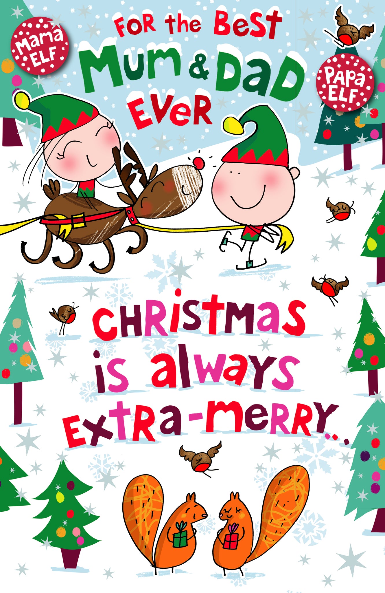 Mum and Dad Christmas card - Large card