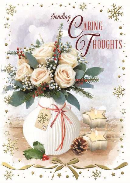 Thinking of you Christmas card - Xmas flowers