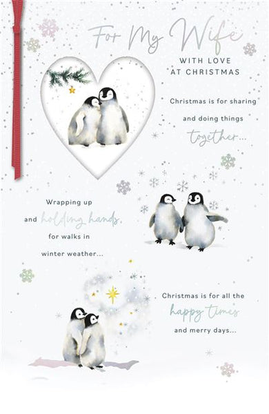 Luxury Wife Christmas card - cute penguins