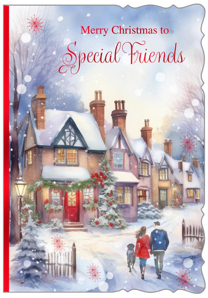 To special friends Christmas card - winter walk