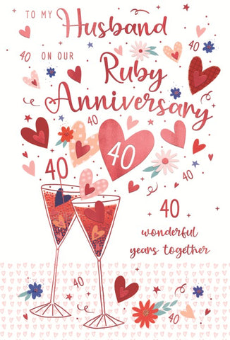 Husband Ruby anniversary card- anniversary drinks