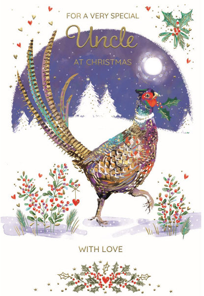 Uncle Christmas card - festive pheasant