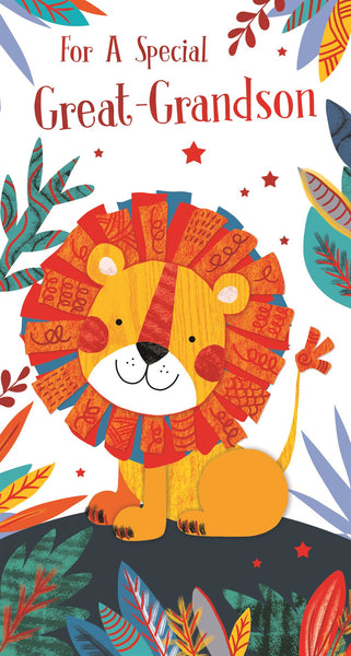 Great Grandson birthday card- cute lion