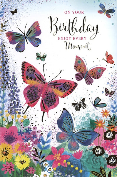 Birthday card for her butterflies and flowers