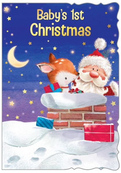 Baby’s first Christmas card - Santa and Rudolph