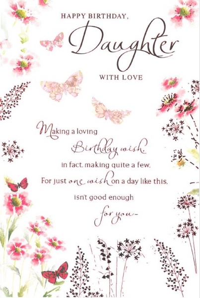 Daughter birthday card - sentimental verse