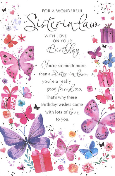 Sister in law birthday card- long verse