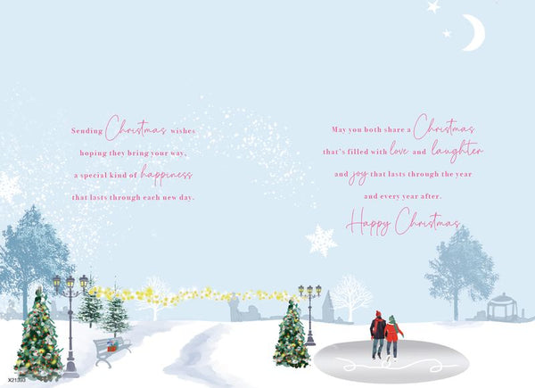 Son and Girlfriend Christmas card- Xmas drinks