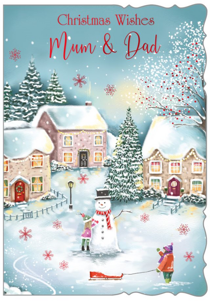 Mum and Dad Christmas card - winter village