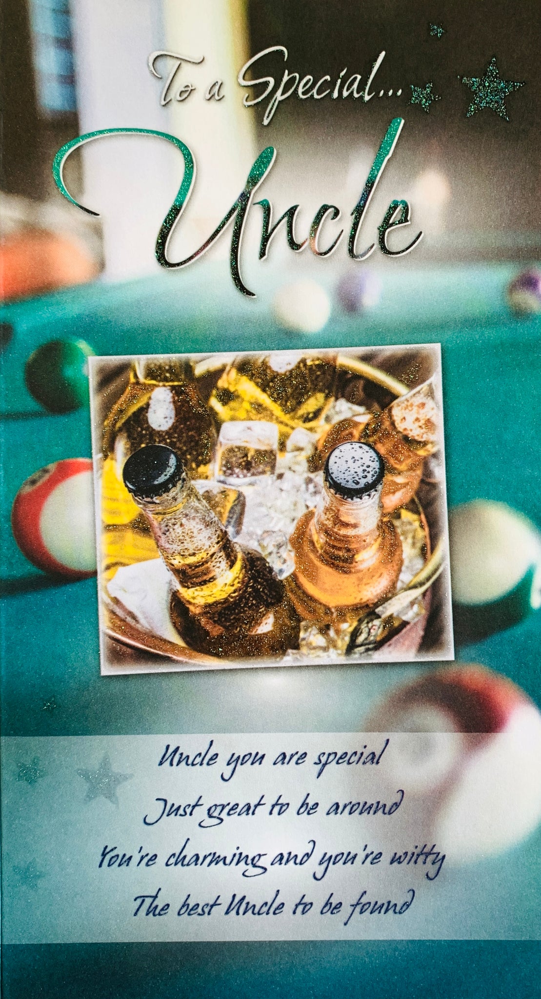 Uncle Birthday card - beers and pool