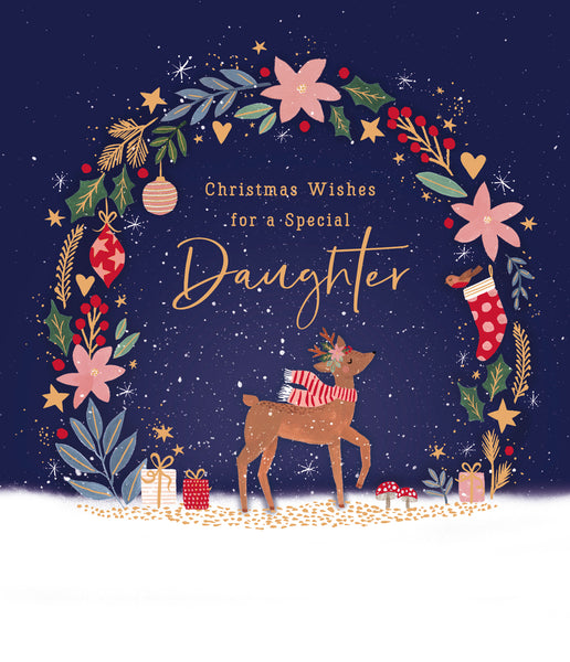 Daughter Christmas card - festive reindeer