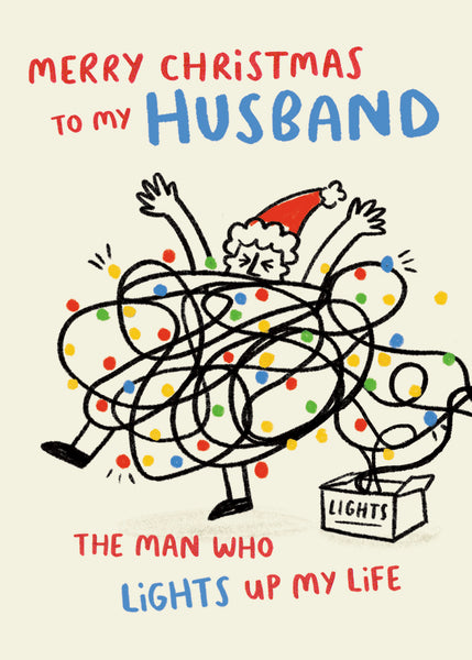 Husband Christmas card - tree lights