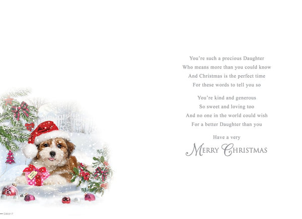 Daughter Christmas card - Xmas puppy