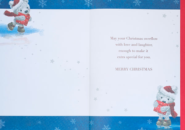 Dad Christmas card - cute festive bear