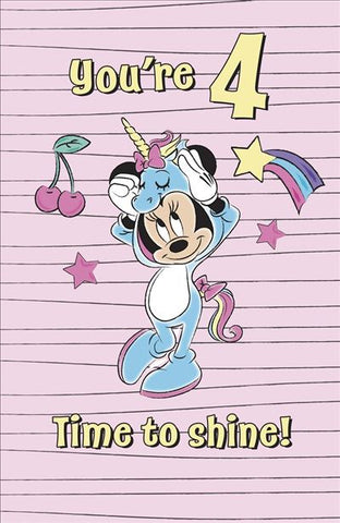 Age 4 birthday card - Minnie Mouse