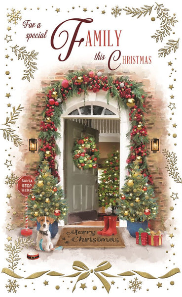 To All the family Christmas card - festive home