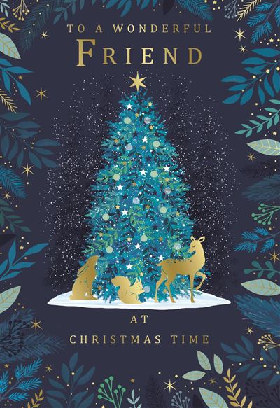 Friend Christmas card - winter woodland