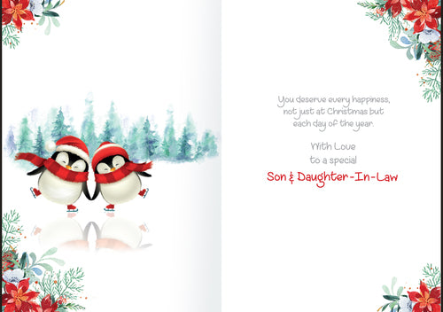 Son and Daughter-in-law Christmas card-cute penguins