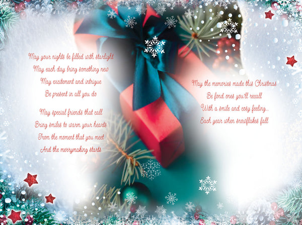 Grandson and Partner Christmas card - Sentimental verse