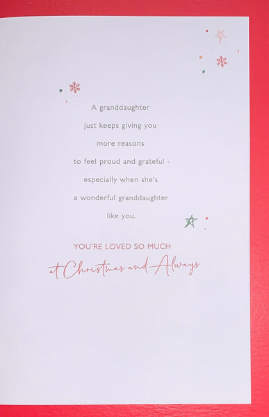 Granddaughter Christmas card- Luxury card- sentimental verse