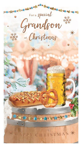 Grandson Christmas card - xmas drinks