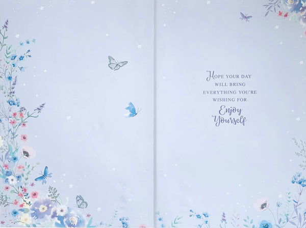 General birthday card - pretty flowers and butterflies