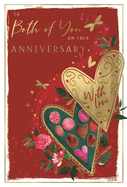 Your wedding anniversary card- flowers and chocolate heart