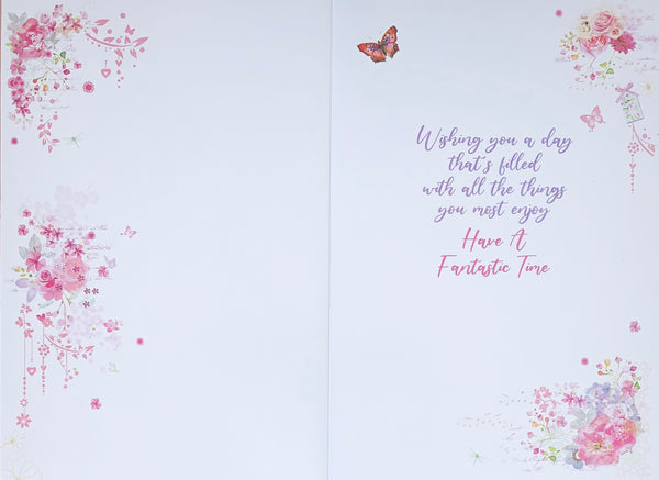 Birthday card for her - traditional flowers