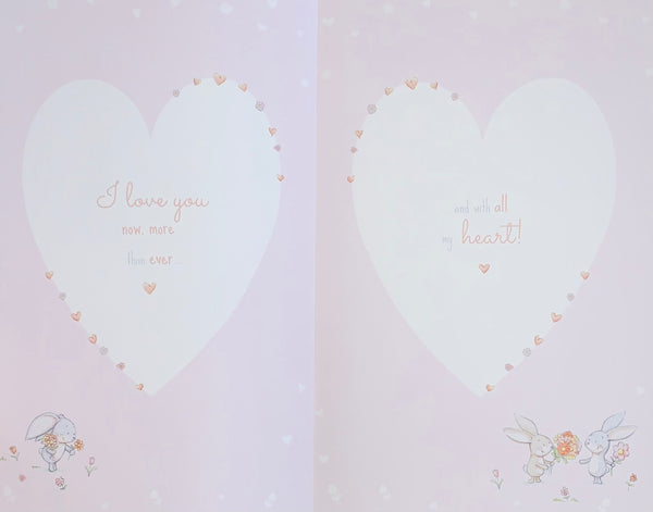 Wife anniversary card - cute rabbits - large card