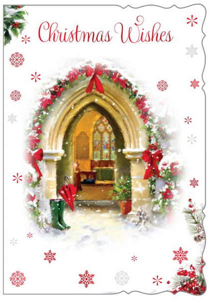 Religious Christmas card - Festive church