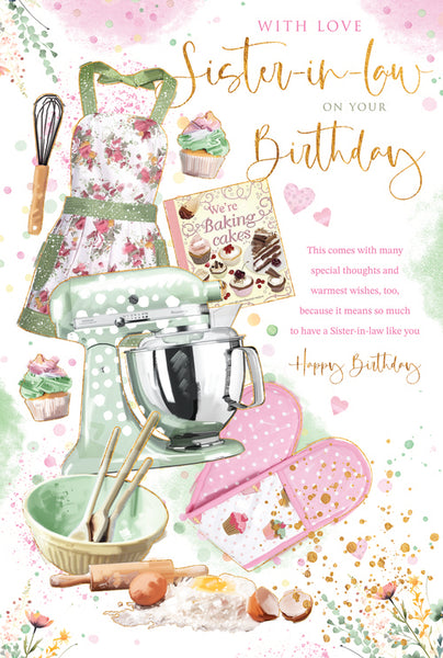 Sister in law birthday card - birthday baking