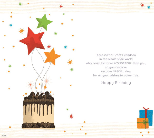 Great Grandson birthday card - birthday cake and balloons
