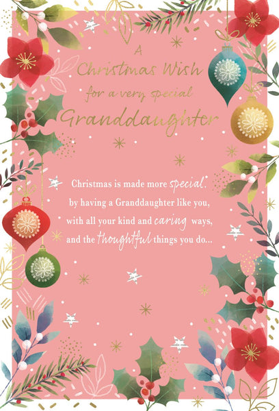 Special Granddaughter Christmas Card | Sentimental Verse Design