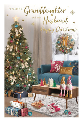 Granddaughter and Husband Christmas card - cozy Xmas home