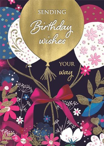 General birthday card for her- balloon and flowers