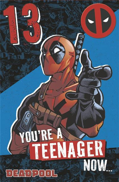 Age 13 birthday card- Marvel Deadpool