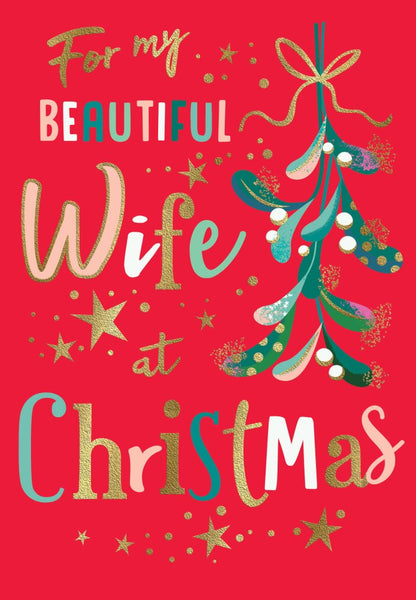 Wife Christmas card- Christmas mistletoe