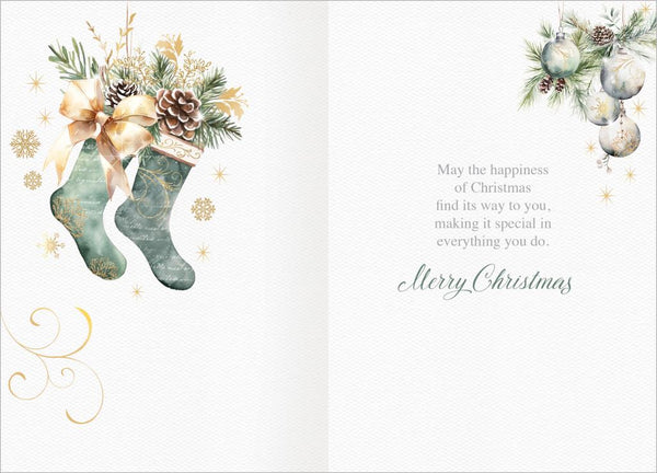 Thinking of you Christmas card - Xmas stockings
