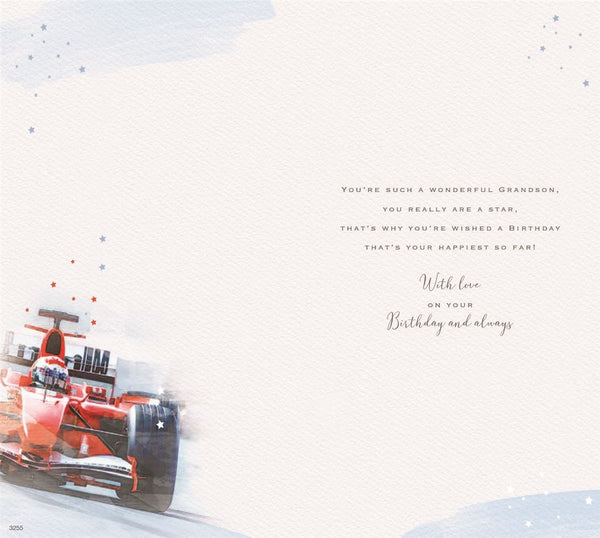 Grandson birthday card - racing car