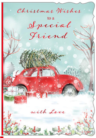 Friend Christmas card- festive car