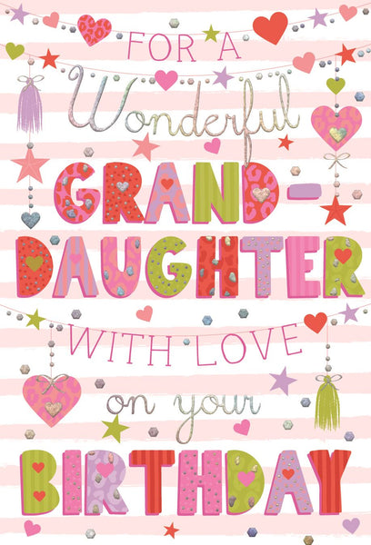 Granddaughter birthday card - modern text